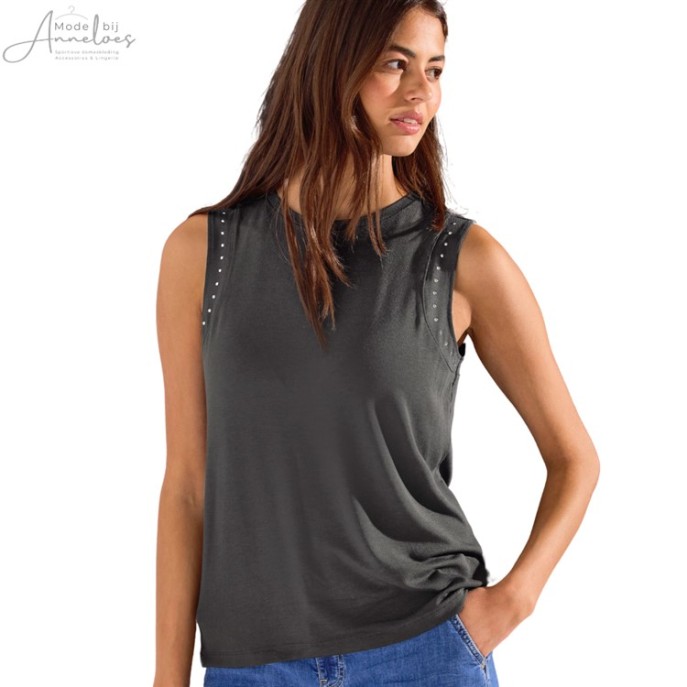 S Street One jersey top studs 323319 Antraciet